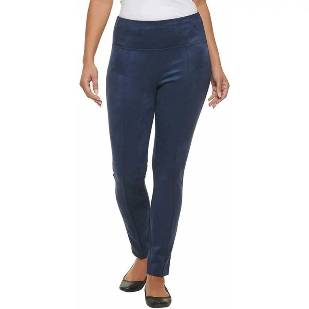 Andrew Marc Women's Lightweight Faux Suede Pull on Pant (Navy, Small)